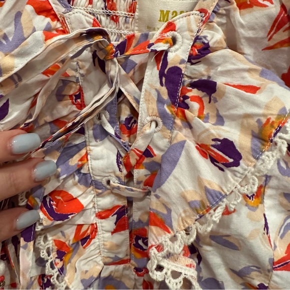 Maeve by Anthropologie Cottagecore Floral Peplum Blouse with Tassels - Picture 8 of 15